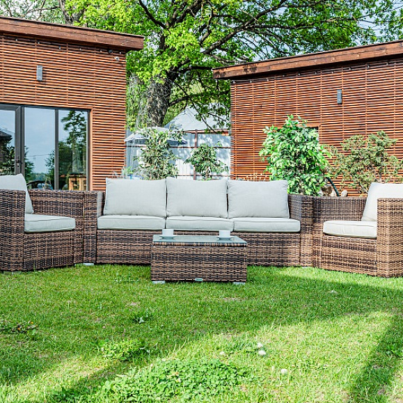 Лаунж-зона Karl Royal Family из искусственного ротанга с трёхместным диваном, цвет коричневый фото 3