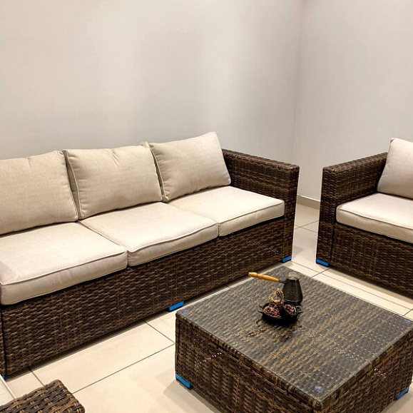 Лаунж-зона Karl Royal Family из искусственного ротанга с трёхместным диваном, цвет коричневый фото 12